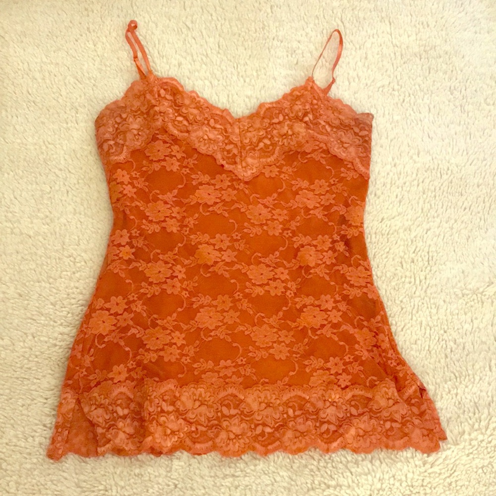 Orange lacy tank